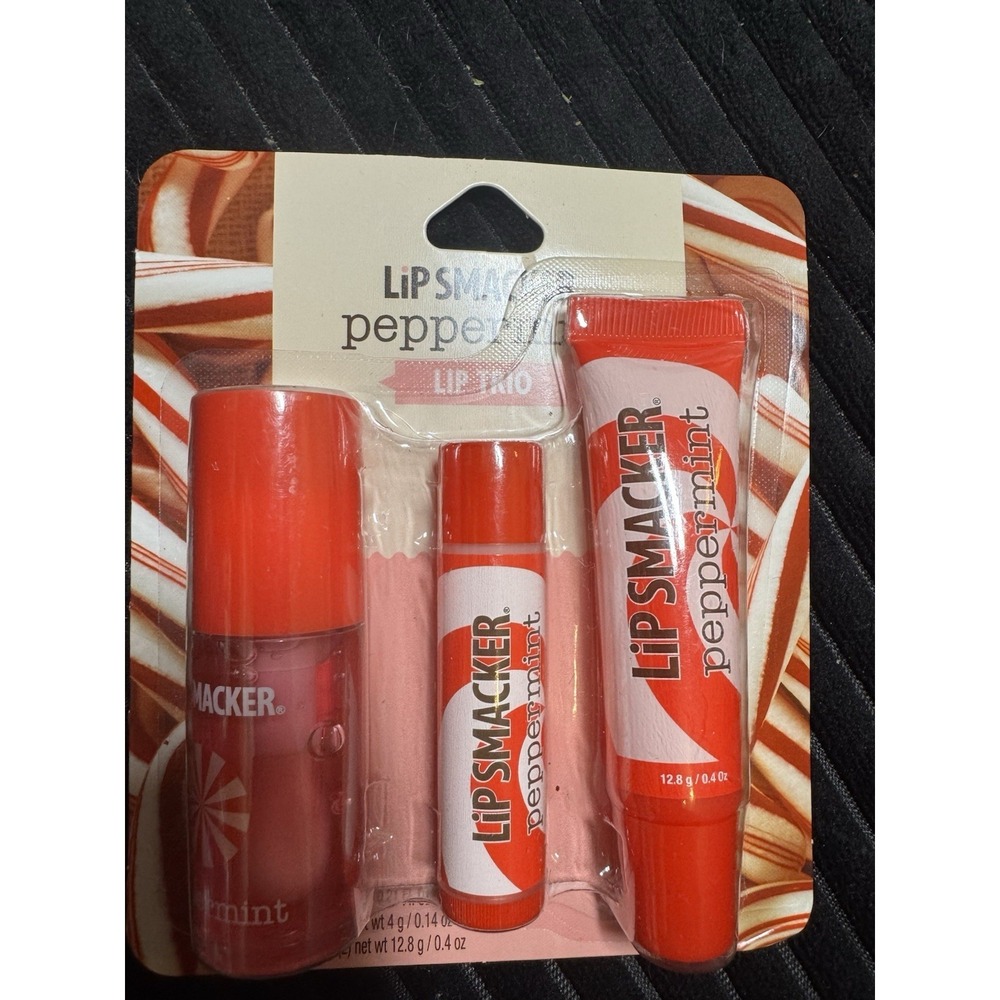 Lip Smacker Peppermint Holiday Lip Trio Set Lip‎ Oil Balm Mint Gift New